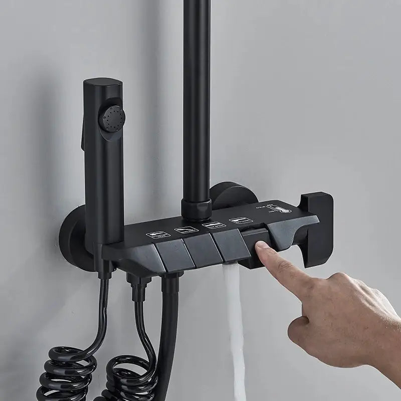 Colonne de douche noire avec touches - Noir