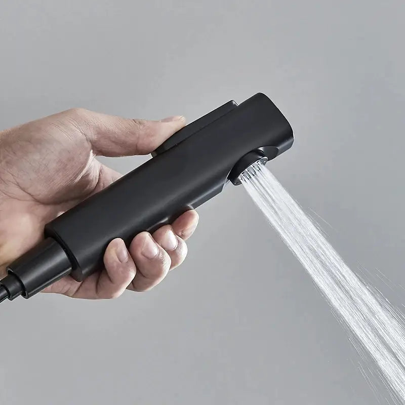 Colonne de douche noire avec touches - Noir