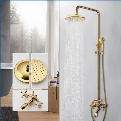 Colonne de douche rétro effet or brillant