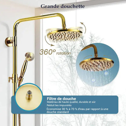 Colonne de douche rétro effet or brillant - Or brillant