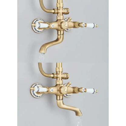 Colonne de douche rétro ronde - Or