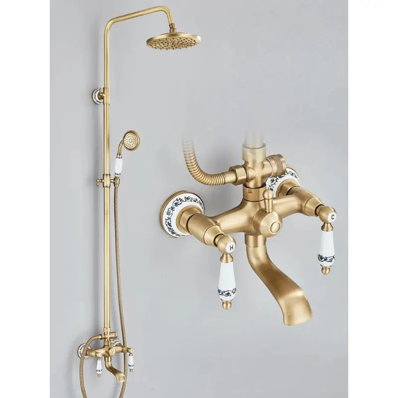 Colonne de douche rétro ronde - Or