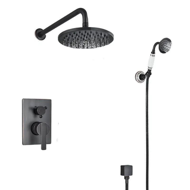 Colonne de douche rétro tête ronde - Noir