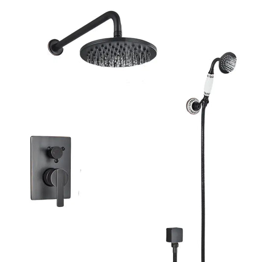 Colonne de douche rétro tête ronde - Noir