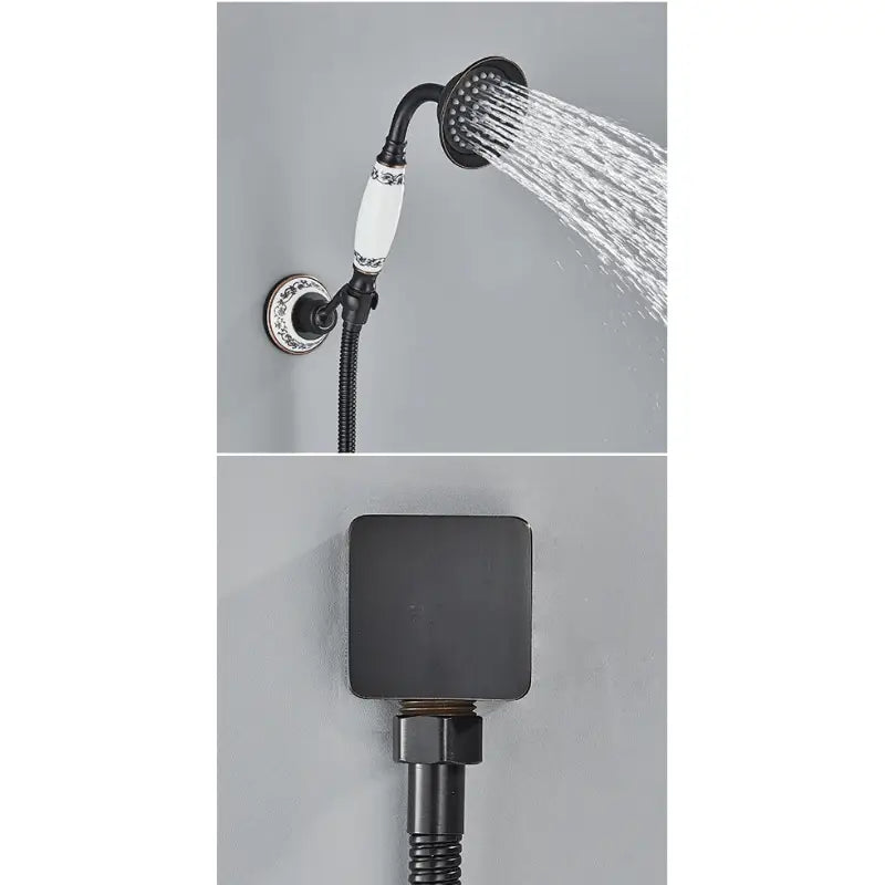 Colonne de douche rétro tête ronde - Noir