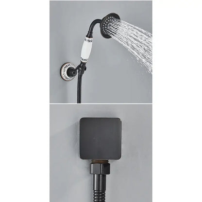 Colonne de douche rétro tête ronde - Noir