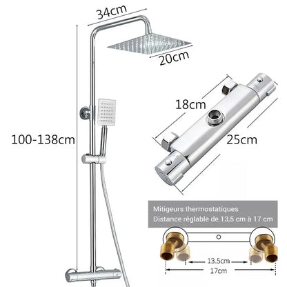 Colonne de douche sans robinetterie chrome - Chrome