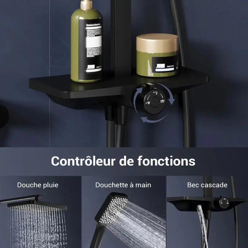 Colonne de douche sans robinetterie noire - Noir