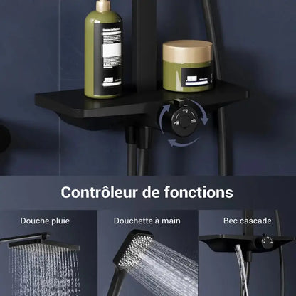 Colonne de douche sans robinetterie noire - Noir