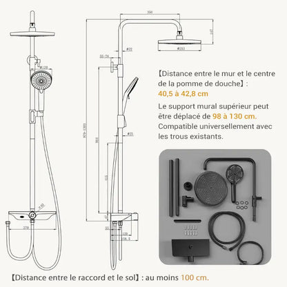 Colonne de douche sans robinetterie réglable