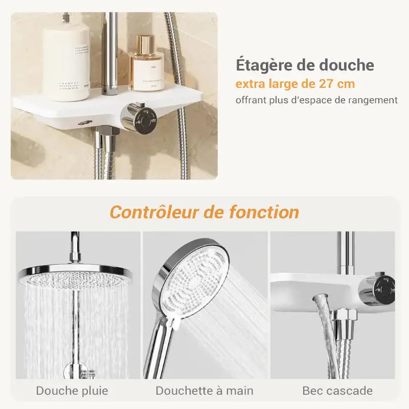 Colonne de douche sans robinetterie réglable