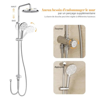 Colonne de douche sans robinetterie deux sorties