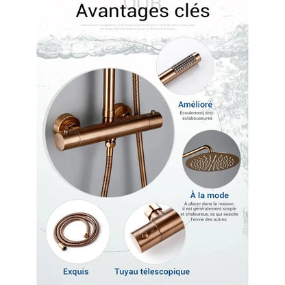 Colonne de douche thermostatique réglable en hauteur