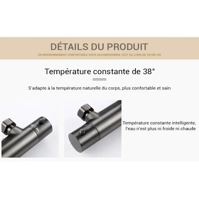 Colonne de douche thermostatique réglable en hauteur