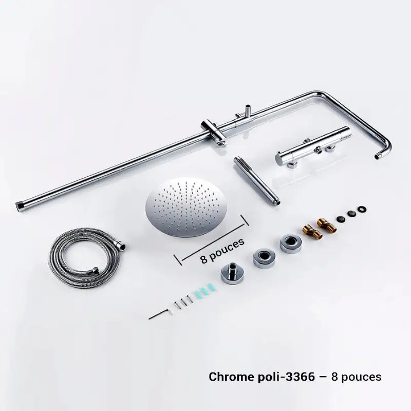 Colonne de douche thermostatique réglable en hauteur - Chrome / 20 cm