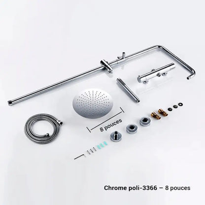 Colonne de douche thermostatique réglable en hauteur - Chrome / 20 cm