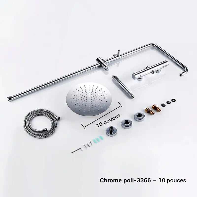 Colonne de douche thermostatique réglable en hauteur - Chrome / 25 cm