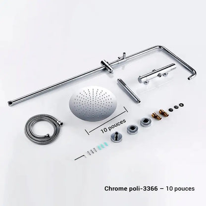 Colonne de douche thermostatique réglable en hauteur - Chrome / 25 cm