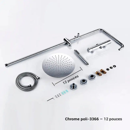 Colonne de douche thermostatique réglable en hauteur - Chrome / 30 cm