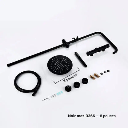 Colonne de douche thermostatique réglable en hauteur - Noir mat / 20 cm