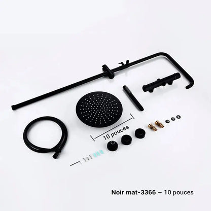 Colonne de douche thermostatique réglable en hauteur - Noir mat / 25 cm