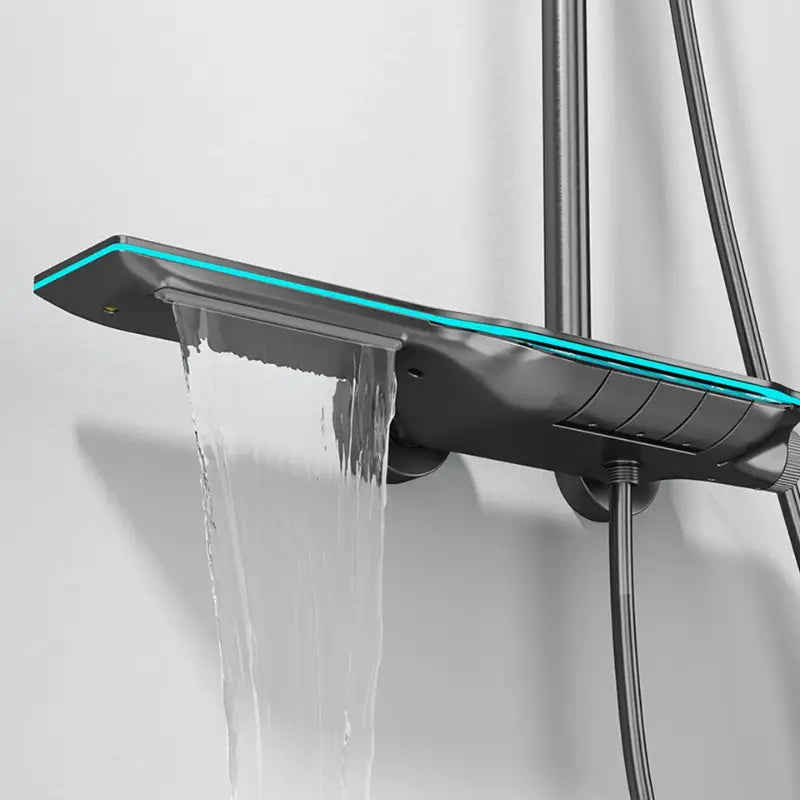 Colonne de douche thermostatique avec tablette - Gris