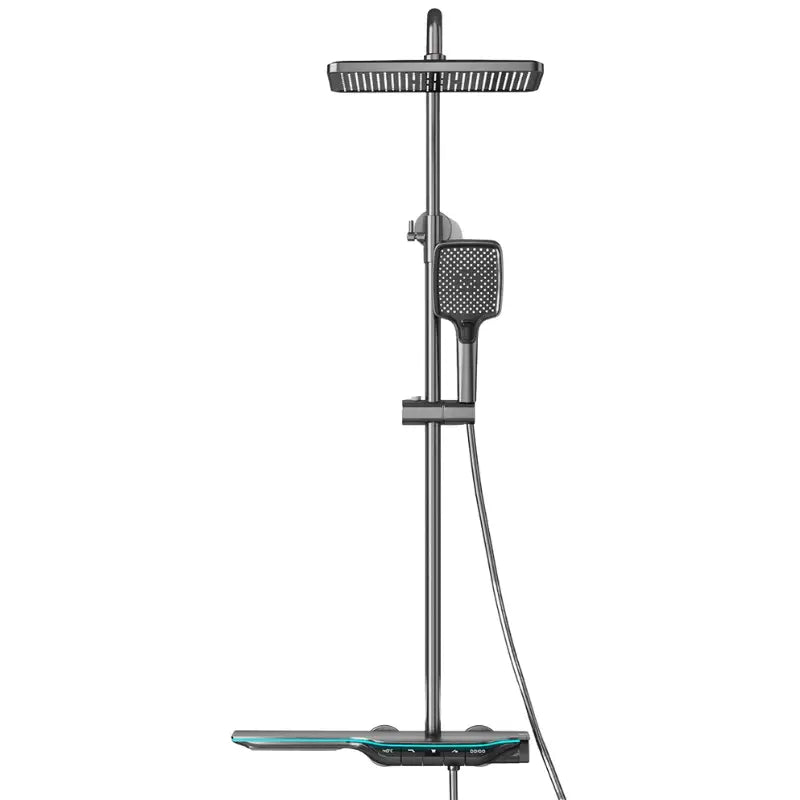 Colonne de douche thermostatique avec tablette - Gris