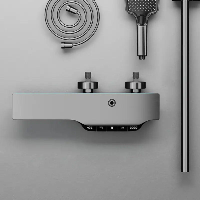 Colonne de douche thermostatique avec tablette - Gris